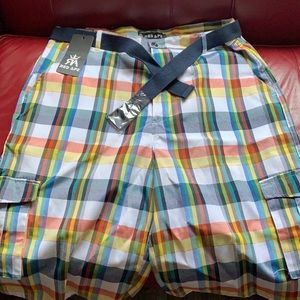 NWT***Men’s Red Ape plaid cargo shorts